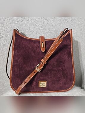 Dooney & Bourke  Suede Crossbody with Brown Leather Trim and Gold Hardware